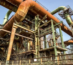 metal-pipes-structures-with-clear-blue-sky